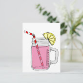 Pink Lemonade Mason Jar Postkarte (Stehend Vorderseite)