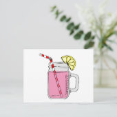 Pink Lemonade Mason Jar Postkarte (Stehend Vorderseite)