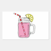 Pink Lemonade Mason Jar Rechteckiger Aufkleber (Vorderseite)