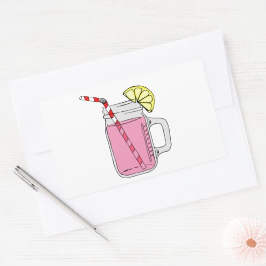 Pink Lemonade Mason Jar Rechteckiger Aufkleber (Umschlag)