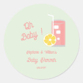Pink Lemonade Modern Oh Baby Dusche Party Runder Aufkleber (Vorderseite)