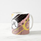 Pink Lemonade Moderne Retro Streifen mit Monogramm Kaffeetasse (VorderseiteRechts)