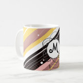 Pink Lemonade Moderne Retro Streifen mit Monogramm Kaffeetasse (Vorderseite Links)