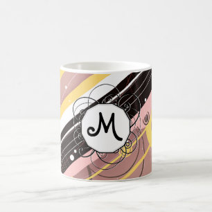 Pink Lemonade Moderne Retro Streifen mit Monogramm Kaffeetasse