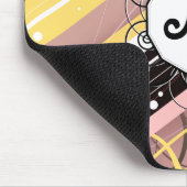 Pink Lemonade Moderne Retro Streifen mit Monogramm Mousepad (Ecke)