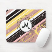 Pink Lemonade Moderne Retro Streifen mit Monogramm Mousepad (Mit Mouse)