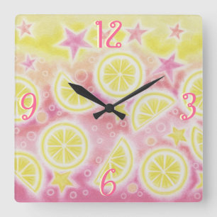 Pink Lemonade 'Numbers' clock square Quadratische Wanduhr