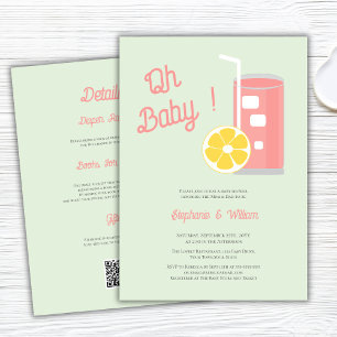 Pink Lemonade Oh Baby Shower Moderner QR-Code  Einladung