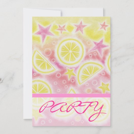 Pink Lemonade "PARTY" Einladung Streifen (Vorderseite)