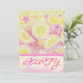Pink Lemonade "PARTY" Einladung Streifen (Stehend Vorderseite)