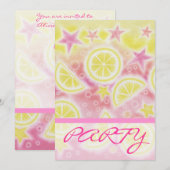 Pink Lemonade "PARTY" Einladung Streifen (Vorne/Hinten)