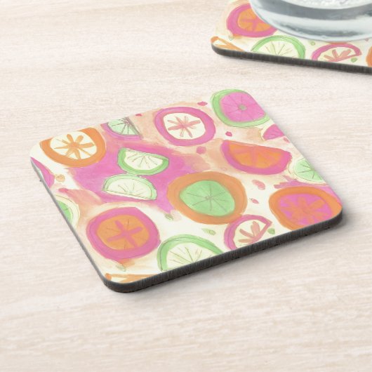 Pink Lemonade Pattern Getränkeuntersetzer (Linke Seite)