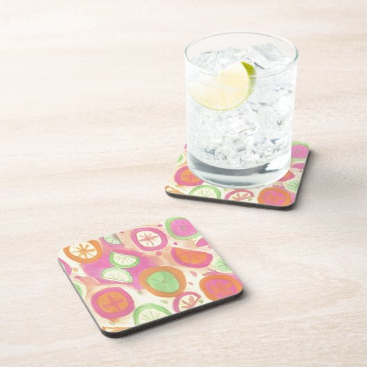 Pink Lemonade Pattern Getränkeuntersetzer (Rechte Seite)