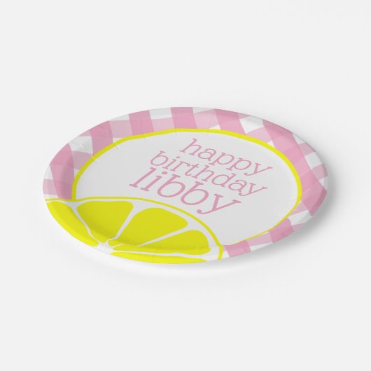 Pink Lemonade Personalisiert Party Teller (Schrägansicht)