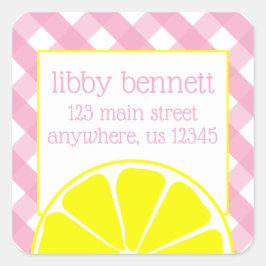 Pink Lemonade Rücksendeadressen-Aufkleber Quadratischer Aufkleber