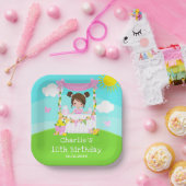 Pink Lemonade Stand Birthday Braun Haare Girl Pappteller (Party)