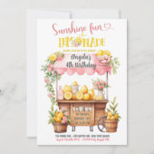 Pink Lemonade steht Kindergeburt Einladung (Vorderseite)