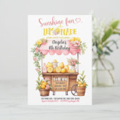 Pink Lemonade steht Kindergeburt Einladung (Stehend Vorderseite)