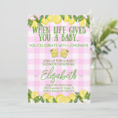 Pink Lemonade Themed Baby Dusche Einladung (Stehend Vorderseite)