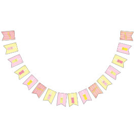 Pink Lemonade Vintage Soda Bottle Striped Summer Wimpelkette