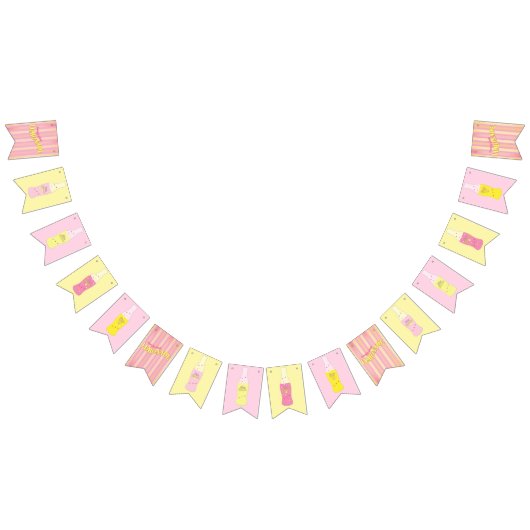 Pink Lemonade Vintage Soda Bottle Striped Summer Wimpelkette (Alle)