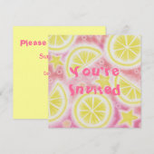Pink Lemonade Zitronen Einladung Platz (Vorne/Hinten)