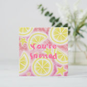 Pink Lemonade Zitronen Einladung Platz (Stehend Vorderseite)