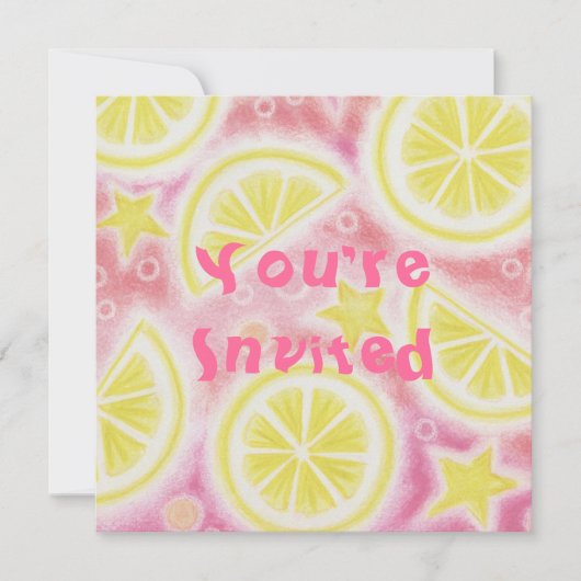 Pink Lemonade Zitronen Einladung Platz (Vorderseite)