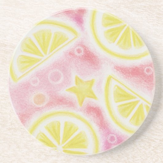 Pink Lemonade 'Zitronen' Untersetzer Sandstein (Vorne)