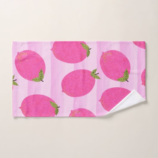Pink Lemons Lemonade Sommer Frucht Spaß hell Badhandtuch Set (Handtuch)