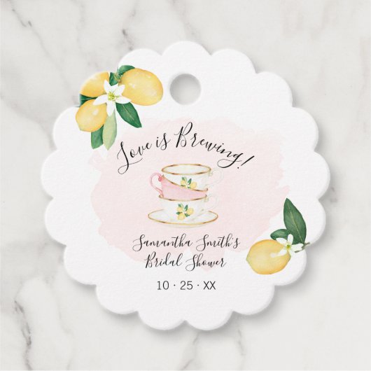 Pink Lemons Liebe ist Tee-Brautparty brauen Geschenkanhänger (Vorderseite)