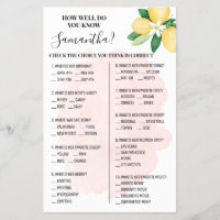 Pink Lemons Wie gut kennen Sie die Bride Game Card