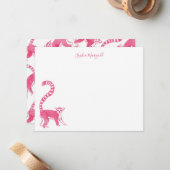 Pink Lemur Personalisiert Stationery Mitteilungskarte (Vorderseite/Rückseite Beispiel)