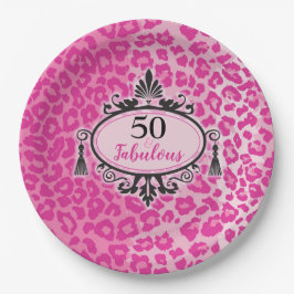 Pink Leopard 50 & Fabulous 50. Geburtstag Pappteller