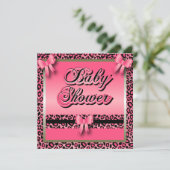 Pink Leopard Animal Print für eine Babydusche Einladung (Stehend Vorderseite)