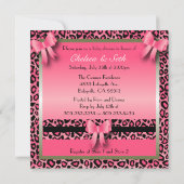 Pink Leopard Animal Print für eine Babydusche Einladung (Rückseite)