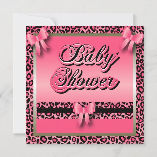 Pink Leopard Animal Print für eine Babydusche Einladung (Vorderseite)