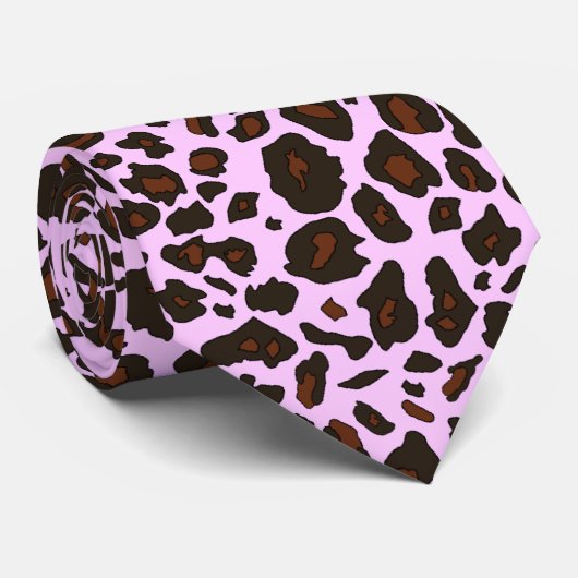 Pink Leopard Animal Print Krawatte (Gerollt)