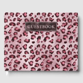 Pink Leopard Animal Print Pattern And Text Gästebuch (Vorderseite)