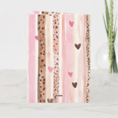 Pink Leopard Animal Stripes Hearts Blush Birthday Karte (Rückseite)