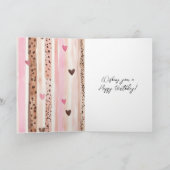 Pink Leopard Animal Stripes Hearts Blush Birthday Karte (Innenseite)