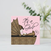 Pink Leopard Baby Girl Dusche Einladung (Stehend Vorderseite)