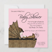 Pink Leopard Baby Girl Dusche Einladung (Rückseite)