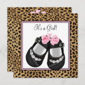 Pink Leopard Babydusche Einladung (Vorne/Hinten)
