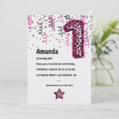 Pink Leopard Ballon 1. Weihnachten Geburtstag Einl Einladung (Stehend Vorderseite)