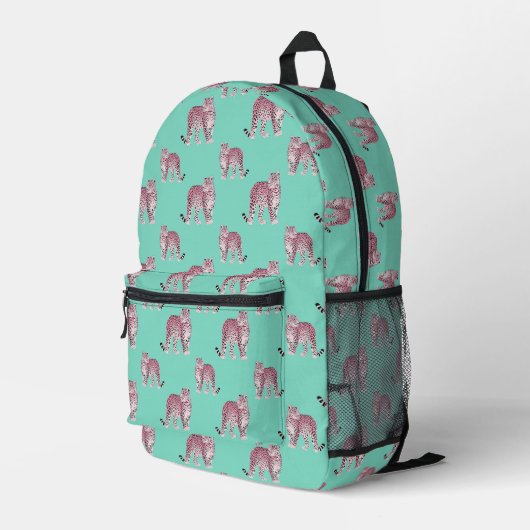 Pink Leopard Bedruckter Rucksack (Rückseitige Ecke Rechts)