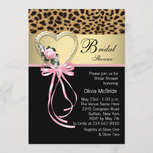Pink Leopard Black Gold Leopard Brautparty Einladung