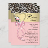 Pink Leopard Black Gold Leopard Brautparty Einladung (Vorne/Hinten)