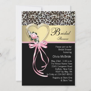 Pink Leopard Black Gold Leopard Brautparty Einladung