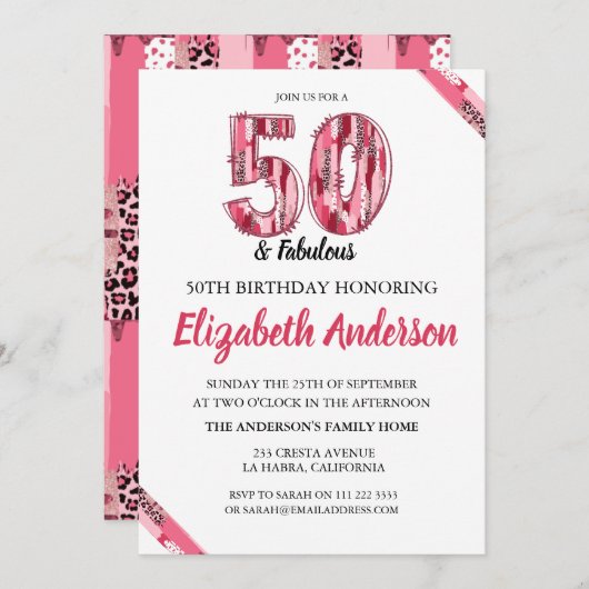 Pink Leopard Brush Stroke 50 und fabelhafter Gebur (Vorne/Hinten)